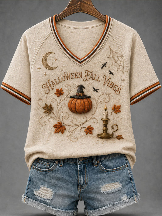 Women’s Autumn/Halloween Printed Casual Short-Sleeve T-Shirt