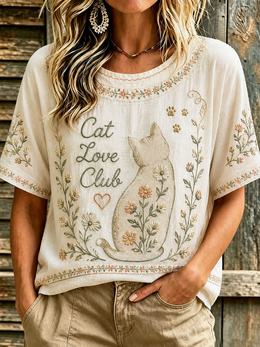 Women’s International Cat Day Art Print Casual Short-Sleeve T-Shirt