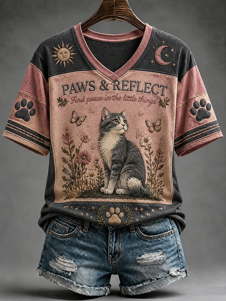 Women’s International Cat Day Art Print Casual Short-Sleeve T-Shirt