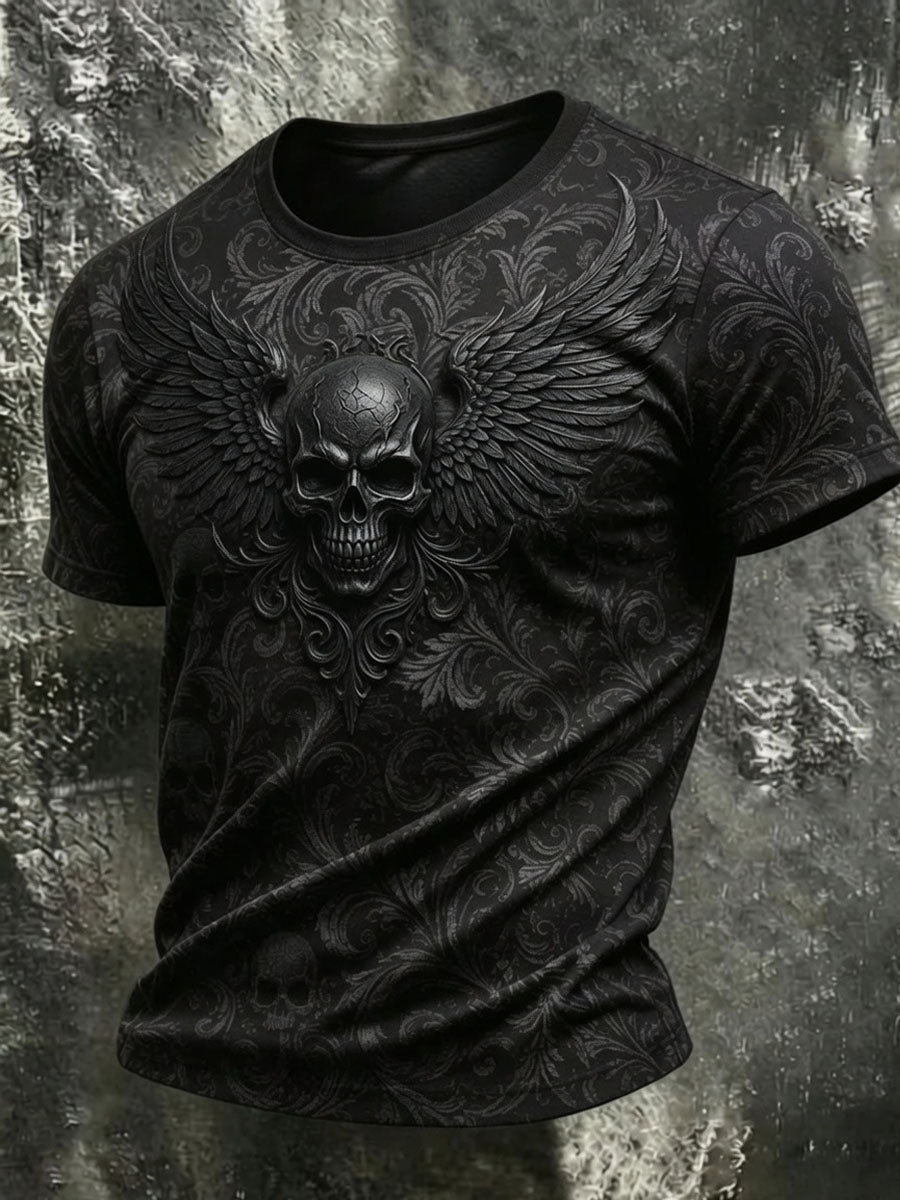Men’s Halloween Gothic-style printed casual short-sleeved T-shirt.