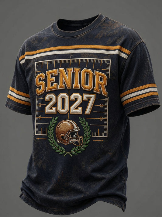 Men’s Back to School Season Printed Casual Short-Sleeve T-Shirt